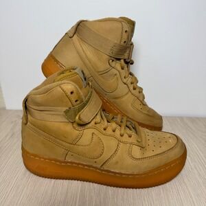 Nike Air Force 1 High WB GS Wheat Flax Tan Sneakers 807617-200 Size 4.5Y
